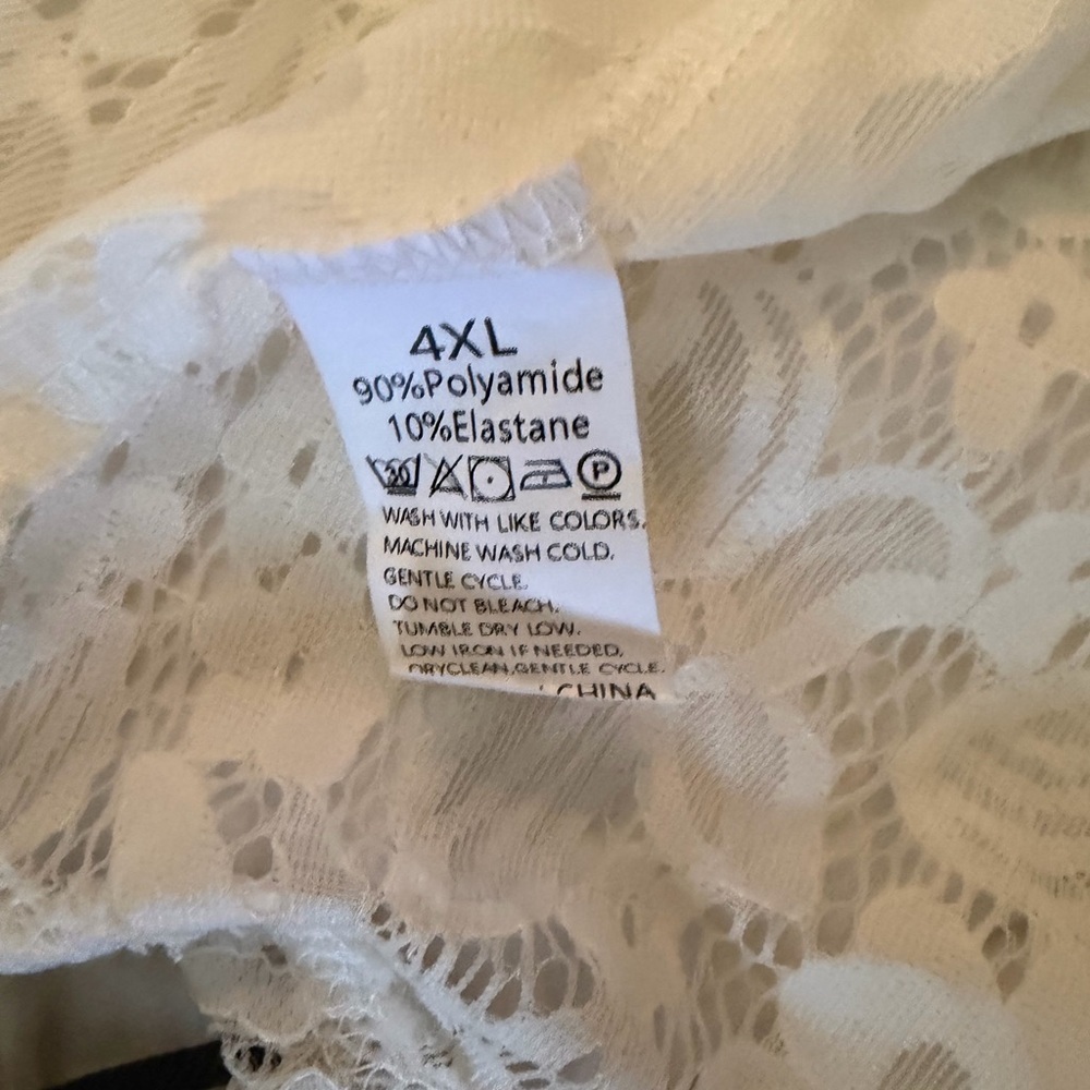 Plus size White Lace Open-Front Women's Cardigan - Picture 4 of 7